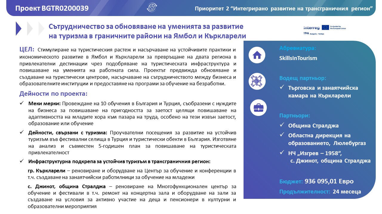 Обща информация за проект SkillsInTourism