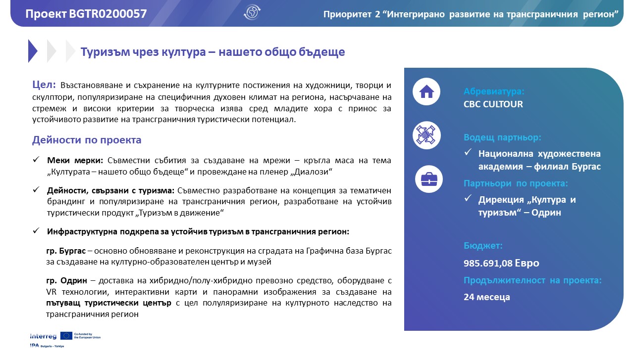 Обща информация за проект CBC CULTOUR